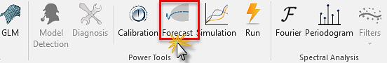 Selecting forecast icon in NumXL toolbar