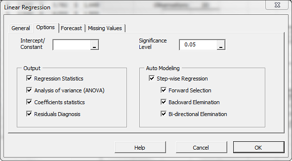 stepwise regression excel for mac
